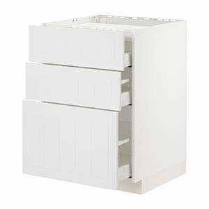 METOD / MAXIMERA Base cab f hob/3 fronts/3 drawers, white/Stensund white, 60x60 cm