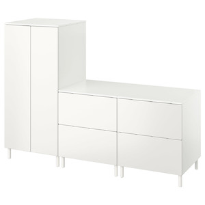 SMÅSTAD / PLATSA Wardrobe, white white/with 2 chest of drawers, 180x57x133 cm