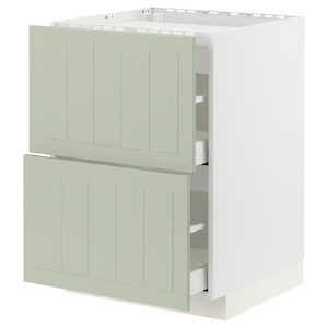 METOD / MAXIMERA Base cab f hob/2 fronts/2 drawers, white/Stensund light green, 60x60 cm