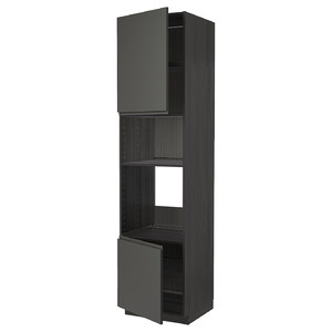 METOD Hi cb f oven/micro w 2 drs/shelves, black/Voxtorp dark grey, 60x60x240 cm