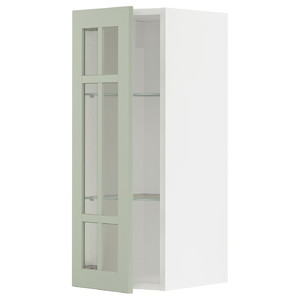 METOD Wall cabinet w shelves/glass door, white/Stensund light green, 30x80 cm