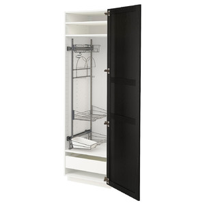 METOD / MAXIMERA High cabinet with cleaning interior, white/Lerhyttan black stained, 60x60x200 cm