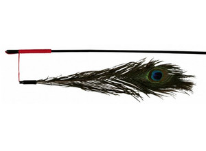 Trixie Cat Toy Fishing Rod with Peacock Feather 47cm