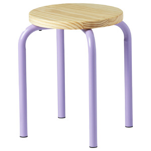 DOMSTEN Stool, lilac/pine