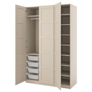 PAX / BERGSBO Wardrobe combination, grey-beige/grey-beige, 150x60x236 cm