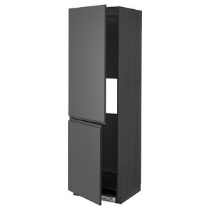 METOD Hi cab f fridge or freezer w 2 drs, black/Voxtorp dark grey, 60x60x200 cm