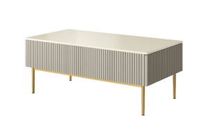Coffee Table with 2 Drawers Nicole, cashmere/gold legs