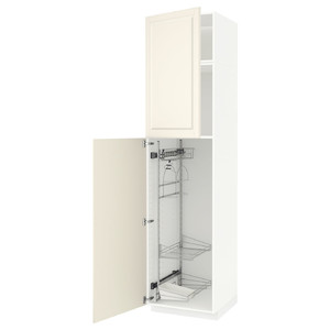 METOD High cabinet with cleaning interior, white/Bodbyn off-white, 60x60x240 cm