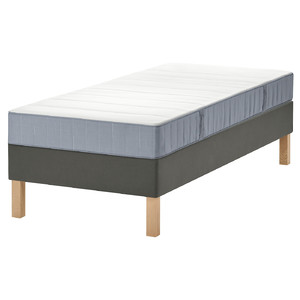 LYNGÖR Divan bed, Vesteröy medium firm/light blue dark grey, 90x200 cm