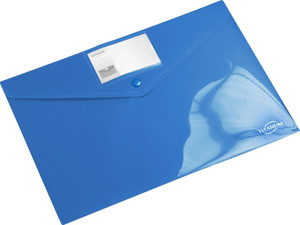 Case Envelope Plastic Wallet File with Button A4, PP, blue, 12pcs
