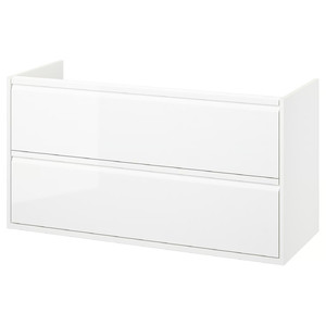 ÄNGSJÖN Wash-stand with drawers, high-gloss white, 120x48x63 cm
