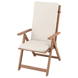 NÄMMARÖ Reclining chair, outdoor, light brown stained/Frösön/Duvholmen beige