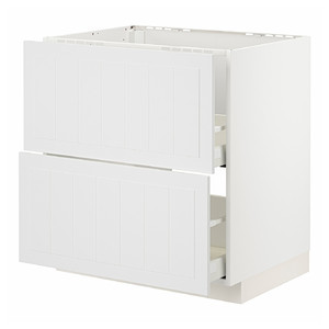 METOD / MAXIMERA Base cab f sink+2 fronts/2 drawers, white/Stensund white, 80x60 cm