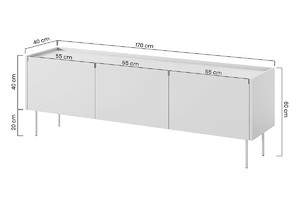 Three-Door TV Cabinet Desin 170, ceramic red/nagano oak