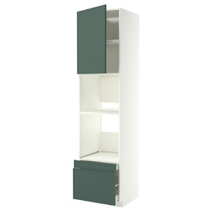 METOD/MAXIMERA Hi cab f ov/combi ov w dr/2 drwrs, white/Aspudden dark grey-green, 60x60x240 cm