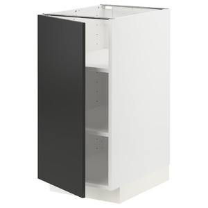 METOD Base cabinet with shelves, white/Nickebo matt anthracite, 40x60 cm