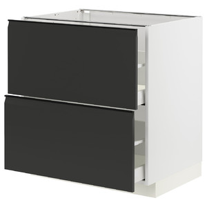 METOD / MAXIMERA Base cb 2 fronts/2 high drawers, white/Upplöv matt anthracite, 80x60 cm