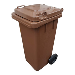 Waste Bin with Wheels Wheelie 240L, brown