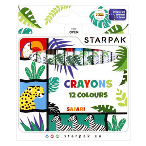 Starpak Wax Crayons 12 Colours Safari