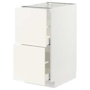 METOD / MAXIMERA Base cb 2 fronts/2 high drawers, white/Vallstena white, 40x60 cm