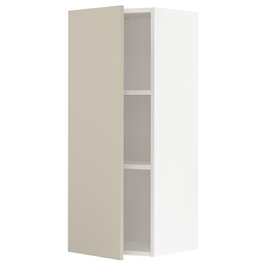 METOD Wall cabinet with shelves, white/Havstorp beige, 40x100 cm