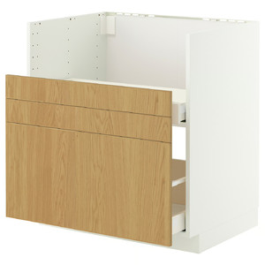 METOD / MAXIMERA Base cab f TALLSJÖN sink, white/Sinarp oak veneer, 80x60 cm