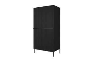 Wardrobe Nicole with Drawer Unit 100 cm, matt black, black legs