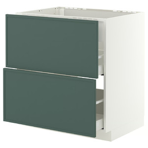 METOD/MAXIMERA Base cab f hob/int extractor w drw, white/Aspudden dark grey-green, 80x60 cm