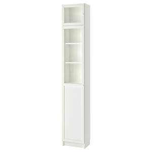 BILLY / OXBERG Bookcase w hght ext ut/pnl/glss drs, white, glass, 40x30x237 cm