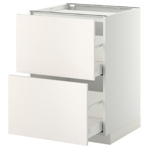 METOD/MAXIMERA Base cab f hob/2 fronts/2 drawers, white, Veddinge white, 60x60 cm