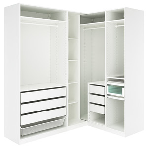 PAX Corner wardrobe, white, 210/160x236 cm