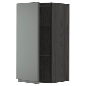 METOD Wall cabinet with shelves, black/Voxtorp dark grey, 40x80 cm