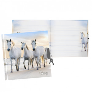 Secret Diary with Lock & Key White Horse