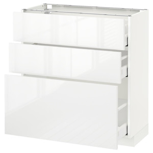 METOD / MAXIMERA Base cabinet with 3 drawers, white, Ringhult white, 80x37 cm