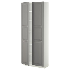 METOD High cabinet with shelves, white/Bodbyn grey, 80x37x200 cm