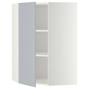 METOD Corner wall cabinet with shelves, white/Veddinge grey, 68x100 cm