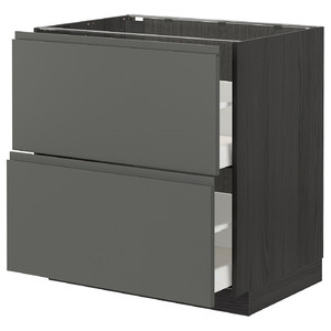 METOD / MAXIMERA Base cb 2 fronts/2 high drawers, black/Voxtorp dark grey, 80x60 cm