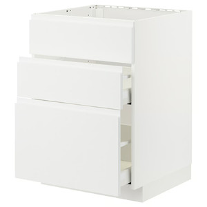 METOD / MAXIMERA Base cab f hob/int extractor w drw, white/Voxtorp matt white, 60x60 cm