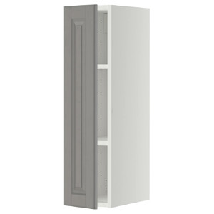 METOD Wall cabinet with shelves, white/Bodbyn grey, 20x80 cm