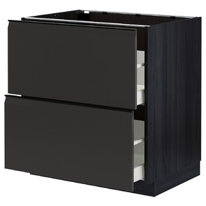 METOD / MAXIMERA Base cb 2 fronts/2 high drawers, black/Upplöv matt anthracite, 80x60 cm
