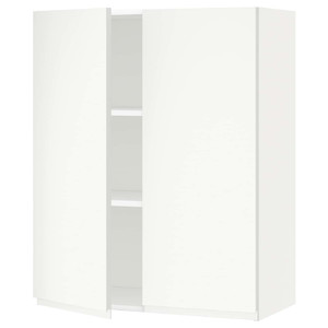 METOD Wall cabinet with shelves/2 doors, white/Voxtorp matt white, 80x100 cm