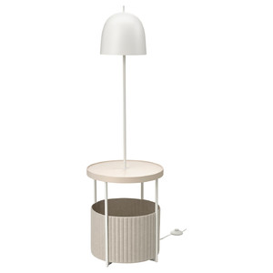 TRINDSNÖ Floor lamp, white metal/birch veneer