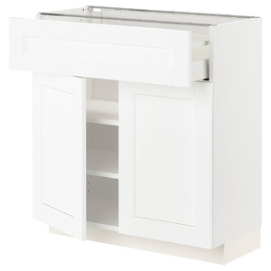 METOD / MAXIMERA Base cabinet with drawer/2 doors, white Enköping/white wood effect, 80x37 cm
