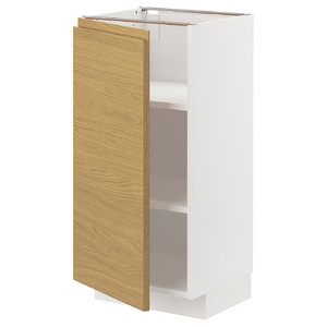 METOD Base cabinet with shelves, white/Voxtorp oak effect, 40x37 cm