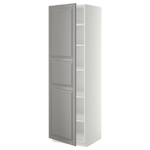 METOD High cabinet with shelves, white/Bodbyn grey, 60x60x200 cm