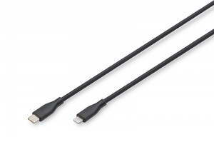 DIGITUS Lightning silicone connection cable, USB-C - Lightning, 2m, black