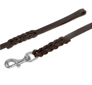 Dingo Leather Dog Leash 1.5 x 230cm, brown