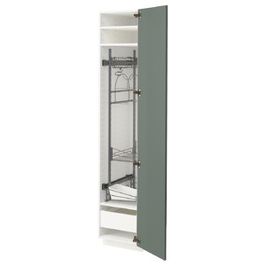 METOD / MAXIMERA High cabinet with cleaning interior, white/Bodarp grey-green, 40x60x200 cm