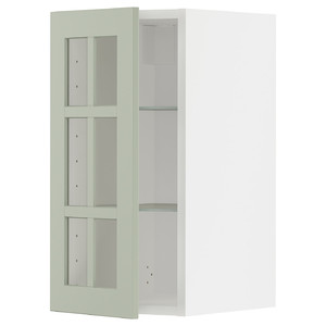 METOD Wall cabinet w shelves/glass door, white/Stensund light green, 30x60 cm
