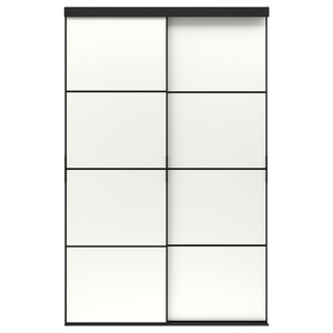 SKYTTA / MEHAMN Sliding door combination, black/double sided white, 152x240 cm